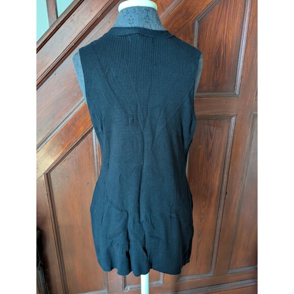 Ellen Tracy Womens Sleeveless Ribbed Knit Top Large Black - Picture 3 of 9